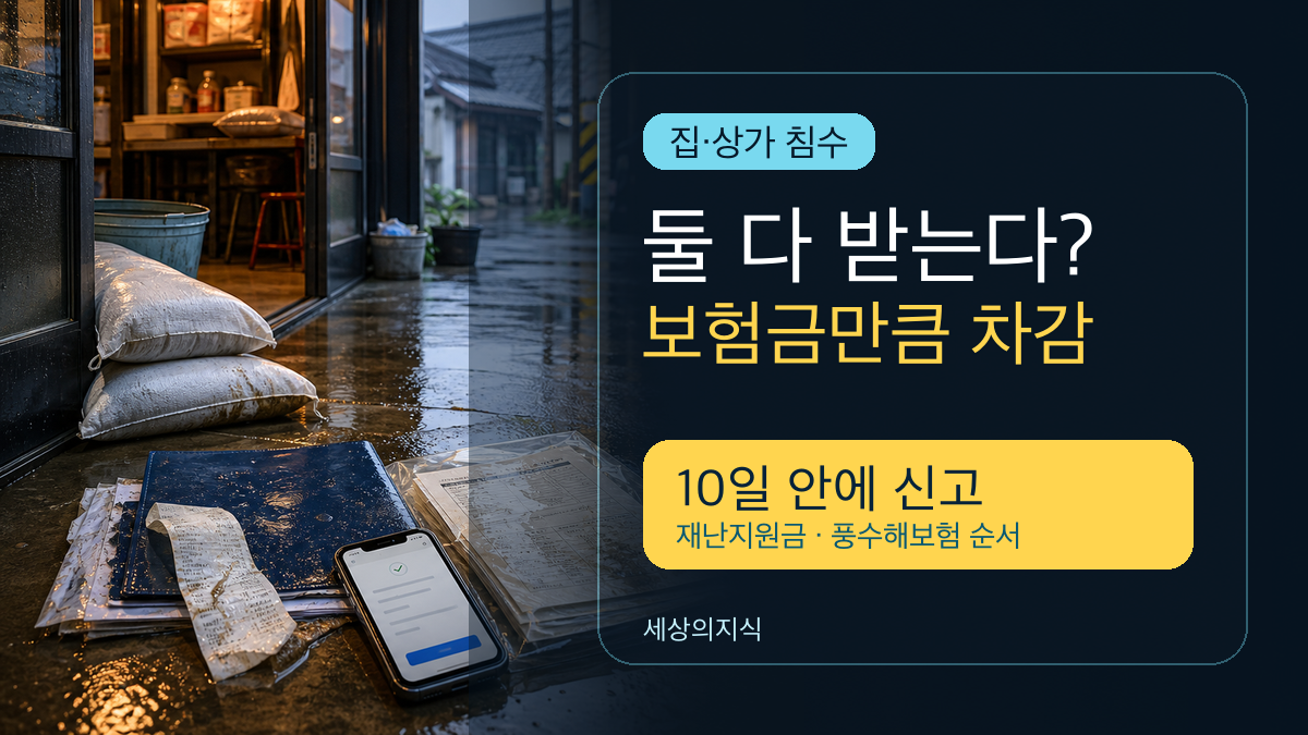 집·상가 침수됐을 때 재난지원금과 풍수해보험, 둘 다 받을 수 있을까? 신청 순서와 보상 차이