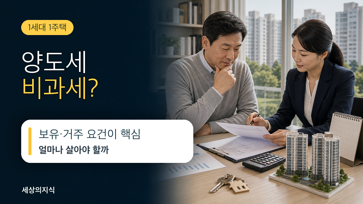 1세대 1주택 양도소득세 비과세, 얼마나 살아야 세금 안 낼까