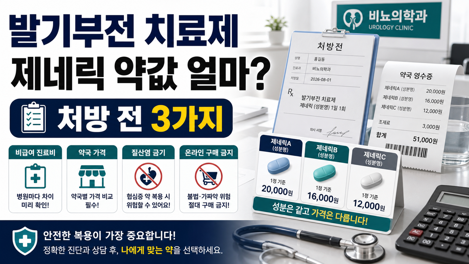 발기부전 치료제 제네릭 약값과 비급여 진료비 비교 썸네일