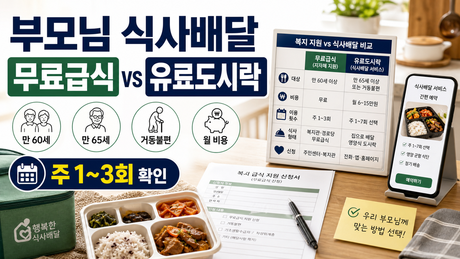 부모님 식사배달 무료급식과 유료 도시락 비용 비교 썸네일