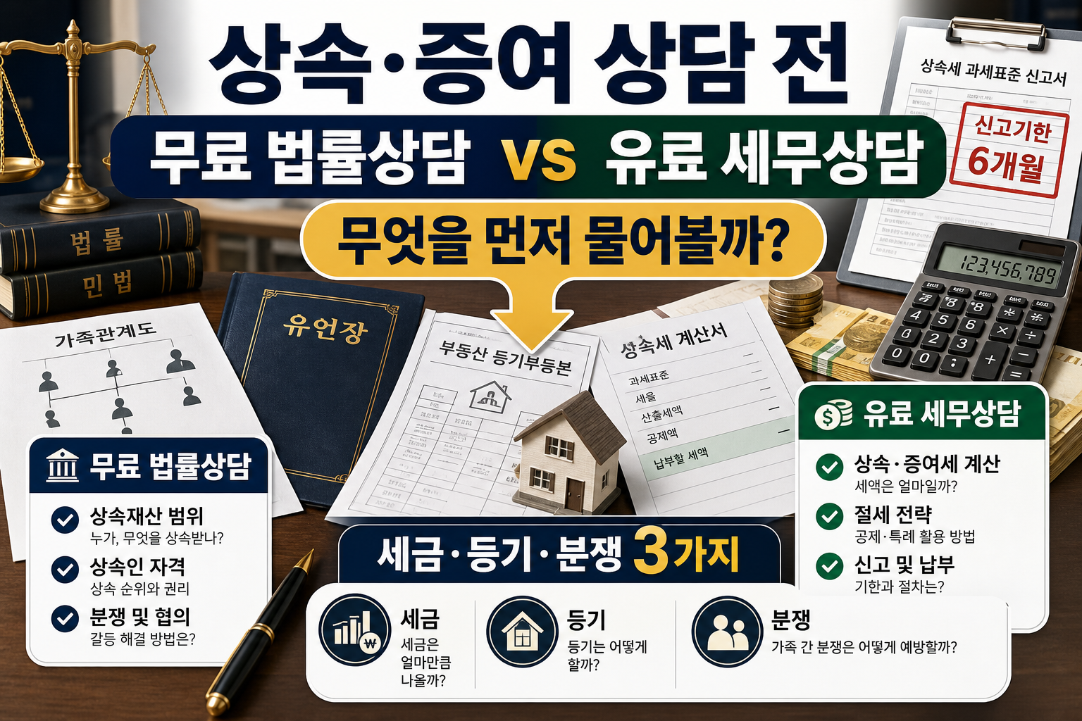 상속 증여 상담 전 무료 법률상담과 유료 세무상담 차이를 비교한 썸네일