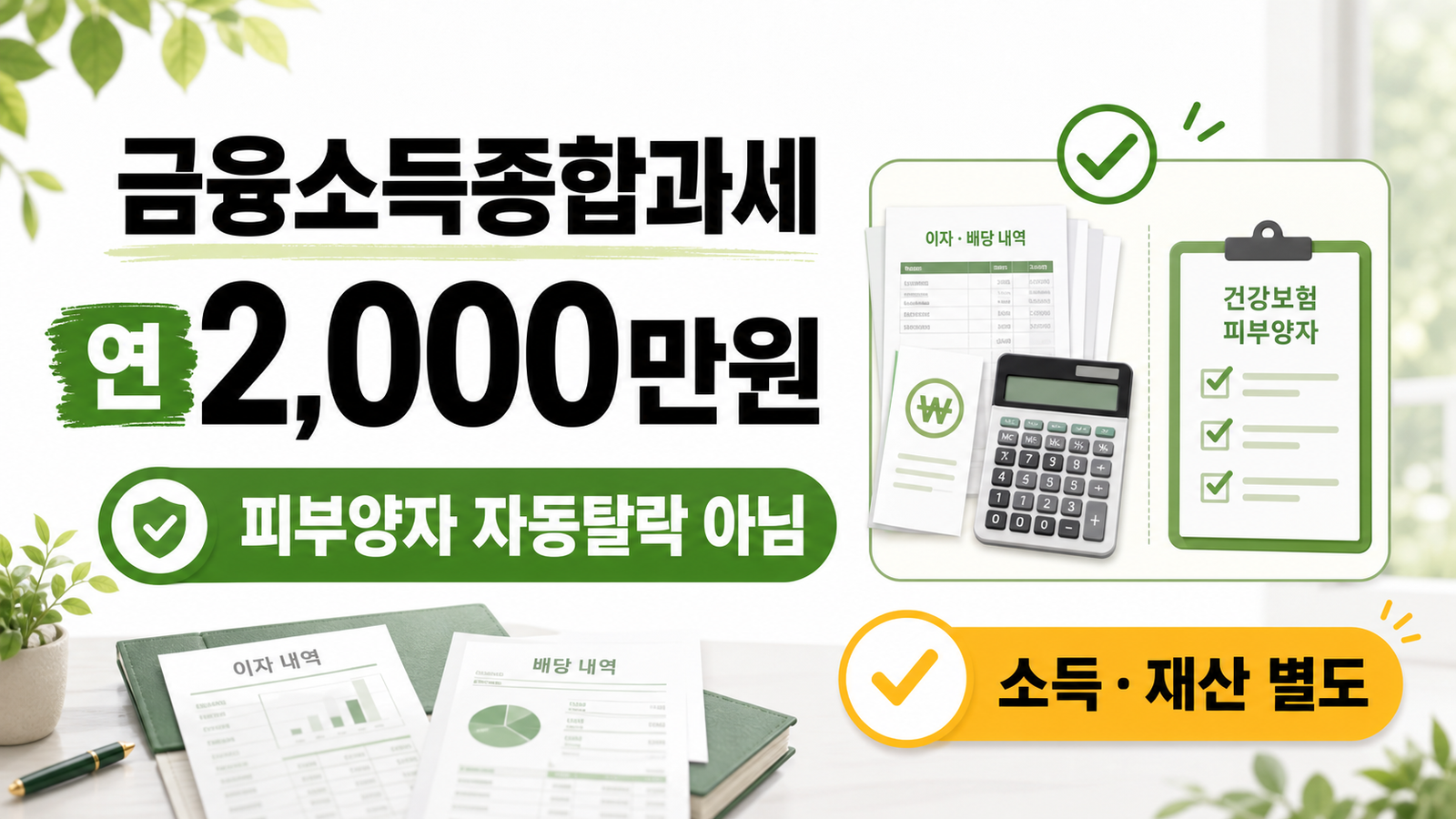 금융소득종합과세 연 2000만원과 건강보험 피부양자 기준을 설명하는 썸네일