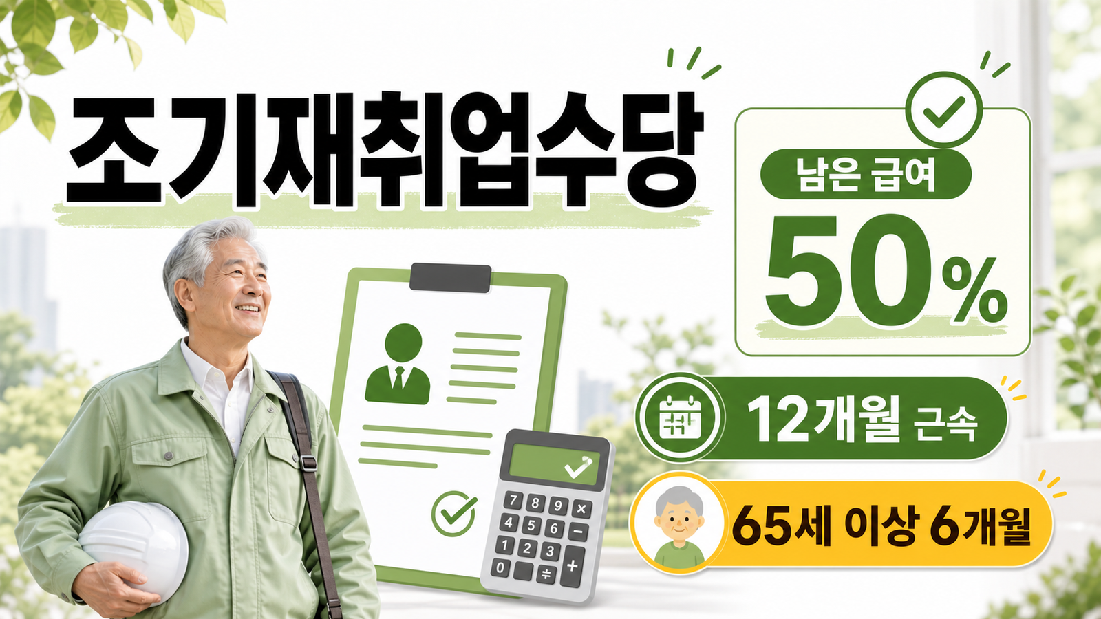 조기재취업수당 남은 구직급여 50퍼센트와 12개월 근속 요건을 설명하는 썸네일