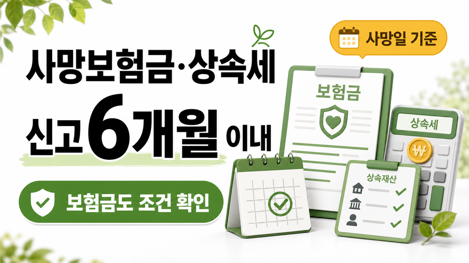 사망보험금 상속세 신고 6개월 이내와 보험금 과세조건을 설명하는 썸네일