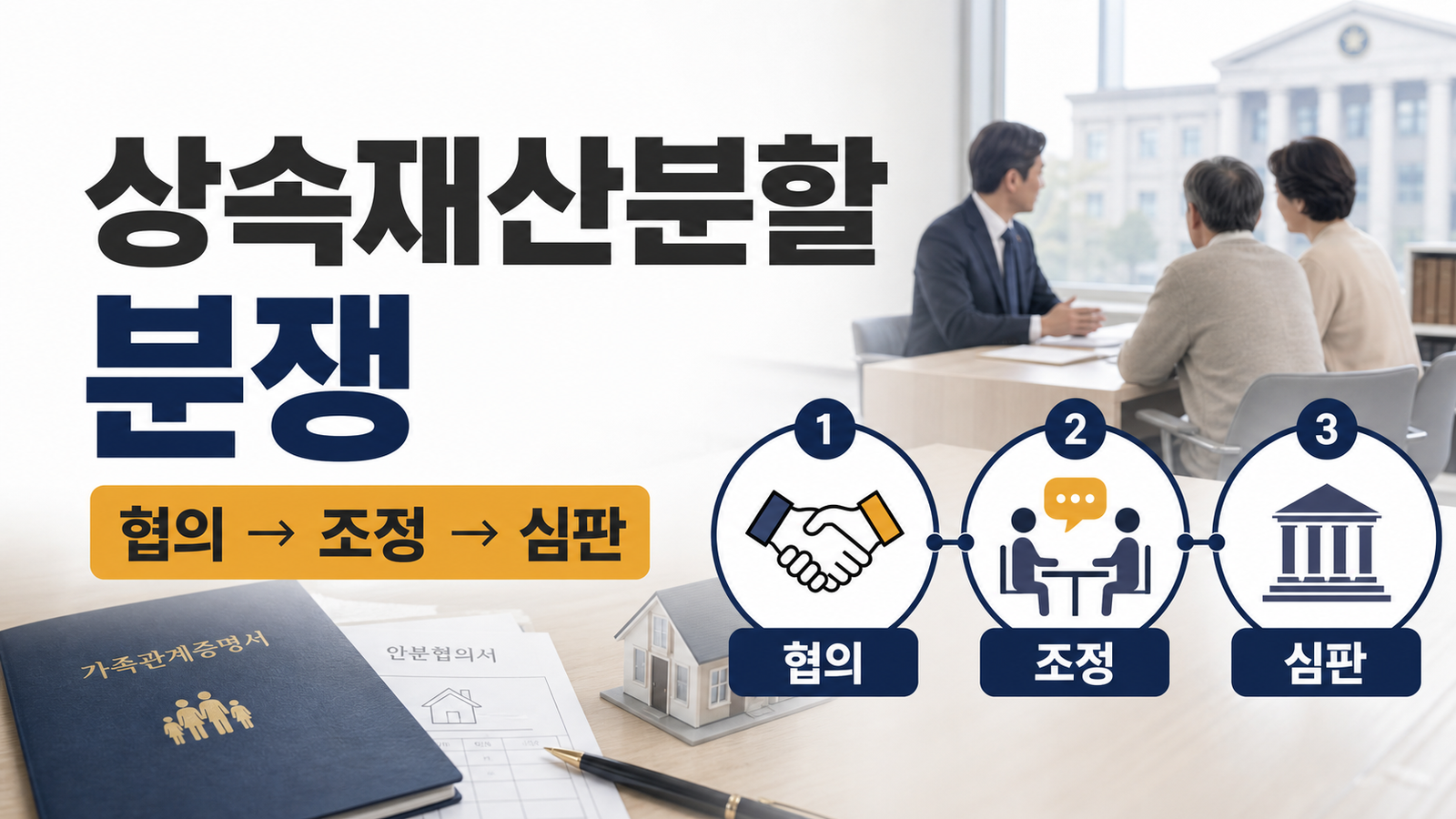 상속재산분할 협의 조정 심판 순서와 비용을 설명하는 썸네일