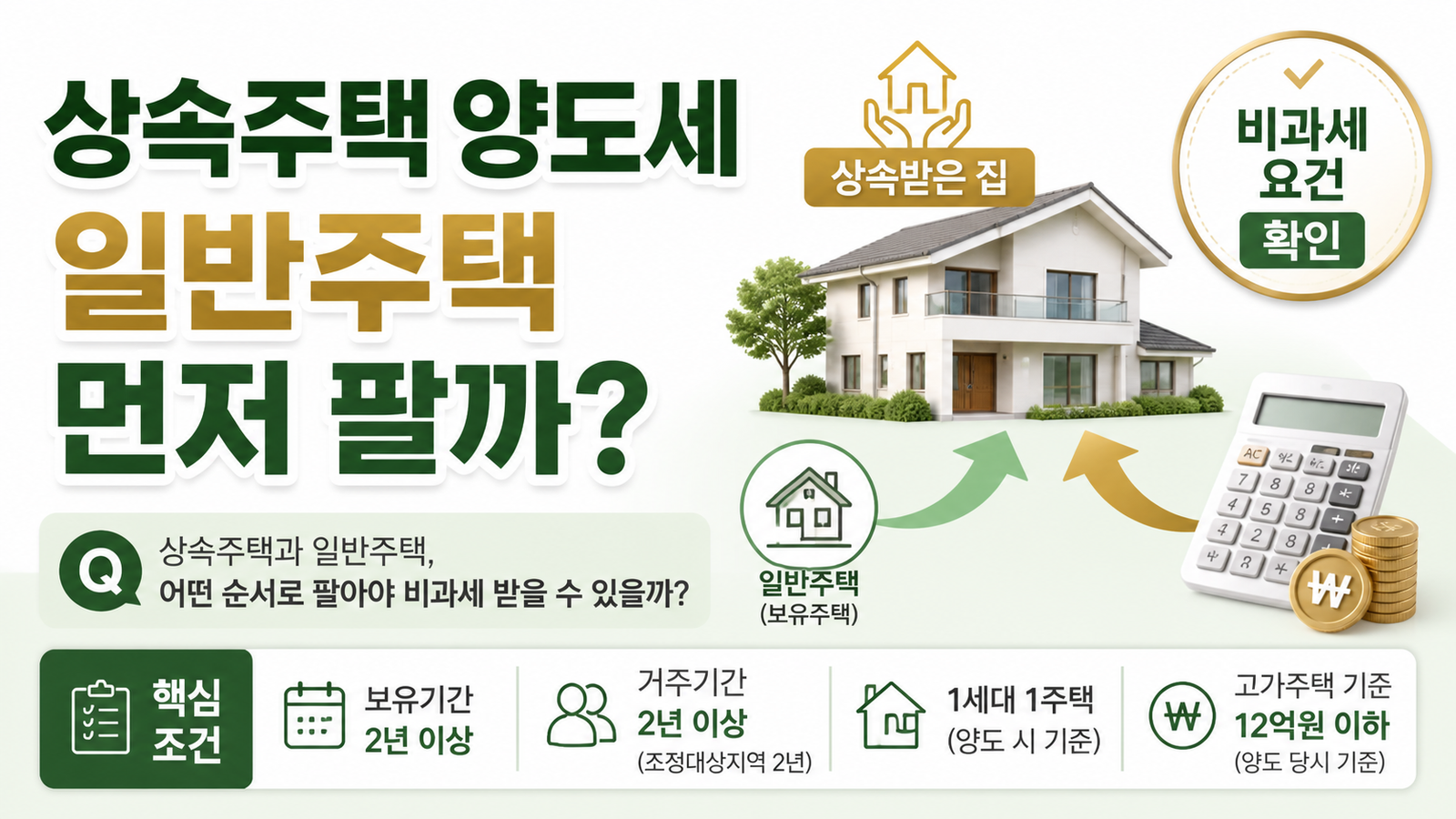 상속받은 주택과 일반주택 양도세 비과세 순서 기준을 설명하는 썸네일
