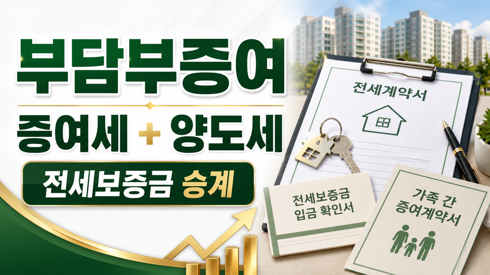 전세 낀 아파트 부담부증여, 증여세와 양도세를 같이 계산하는 법