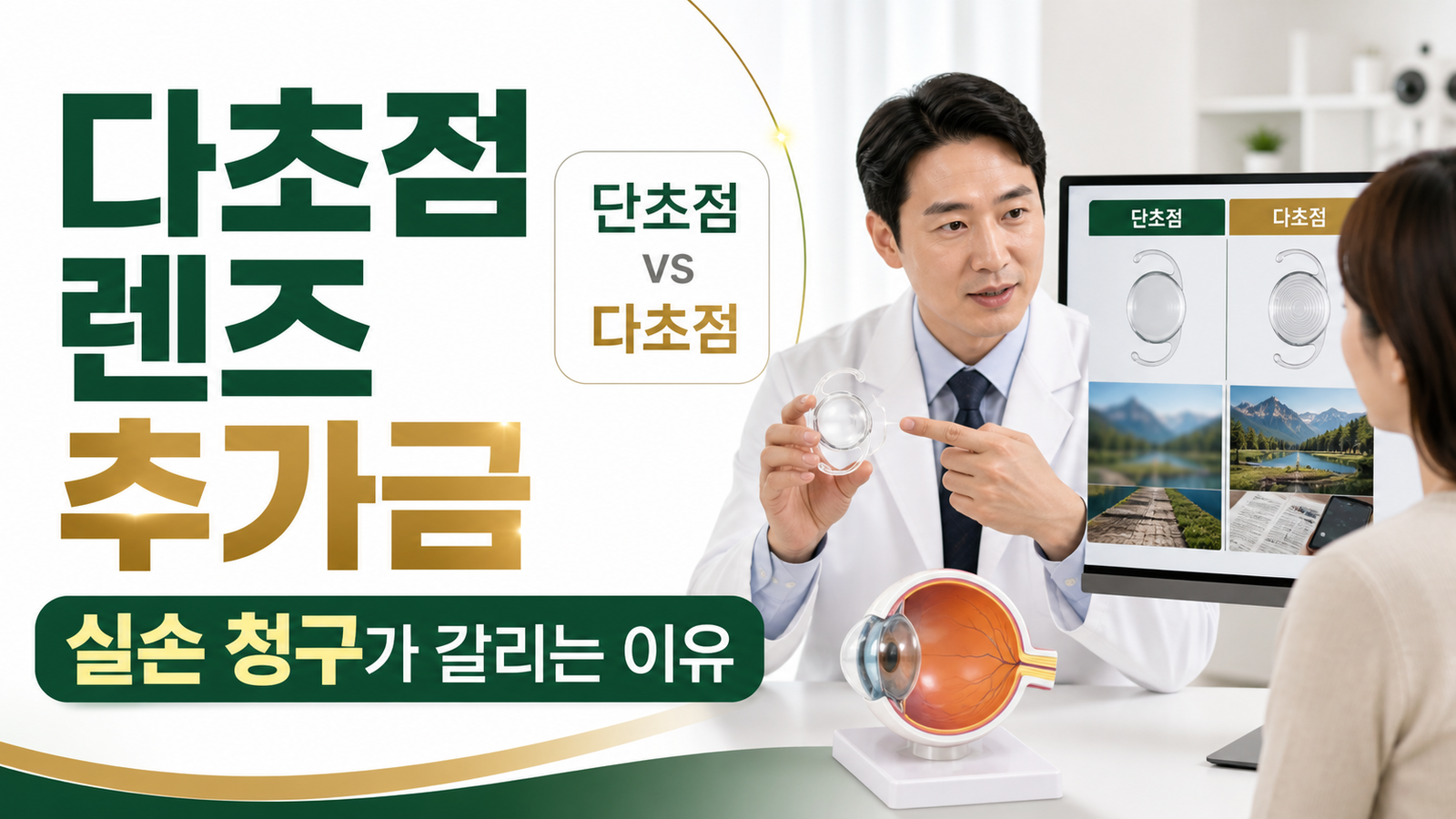 백내장 수술 후 다초점 렌즈 추가금, 실손 청구가 갈리는 이유 핵심 숫자와 조건을 정리한 썸네일