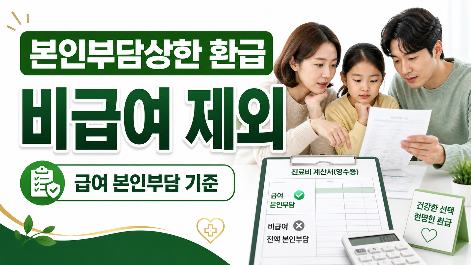 본인부담상한제 환급 기준과 비급여 제외를 숫자로 설명한 썸네일