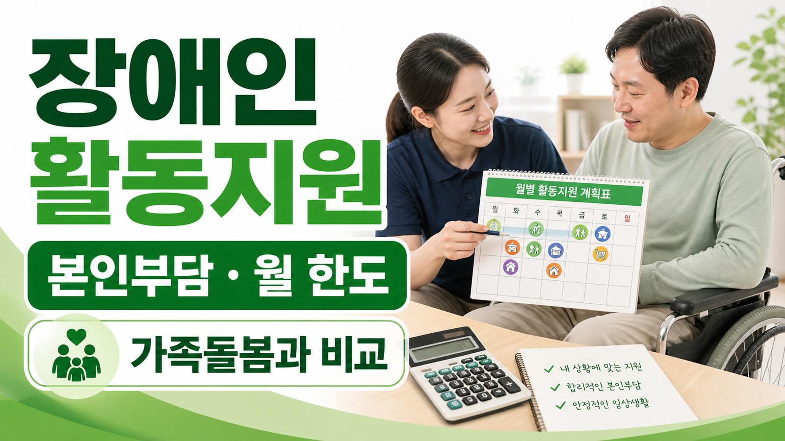 장애인 활동지원서비스 본인부담, 가족돌봄과 월 한도 계산