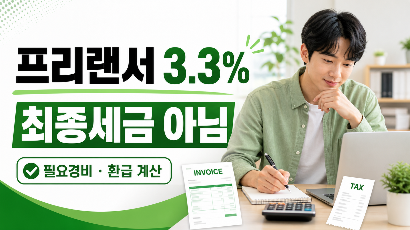 프리랜서 3.3% 원천세, 필요경비와 종합소득세 환급 계산
