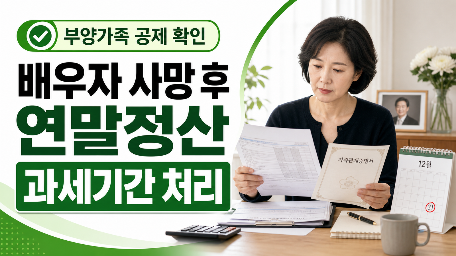 배우자 사망 후 연말정산, 과세기간 중 홀로 남았을 때 처리