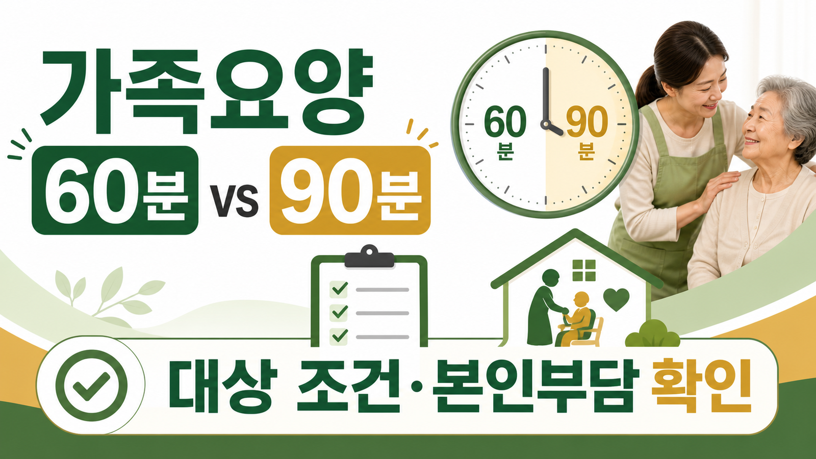 가족요양 60분·90분, 장기요양보호사 급여와 본인부담 계산