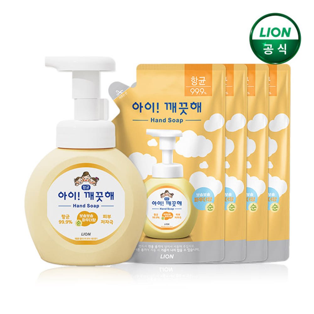 아이깨끗해 핸드솝 250ml 용기+200ml 리필x4개