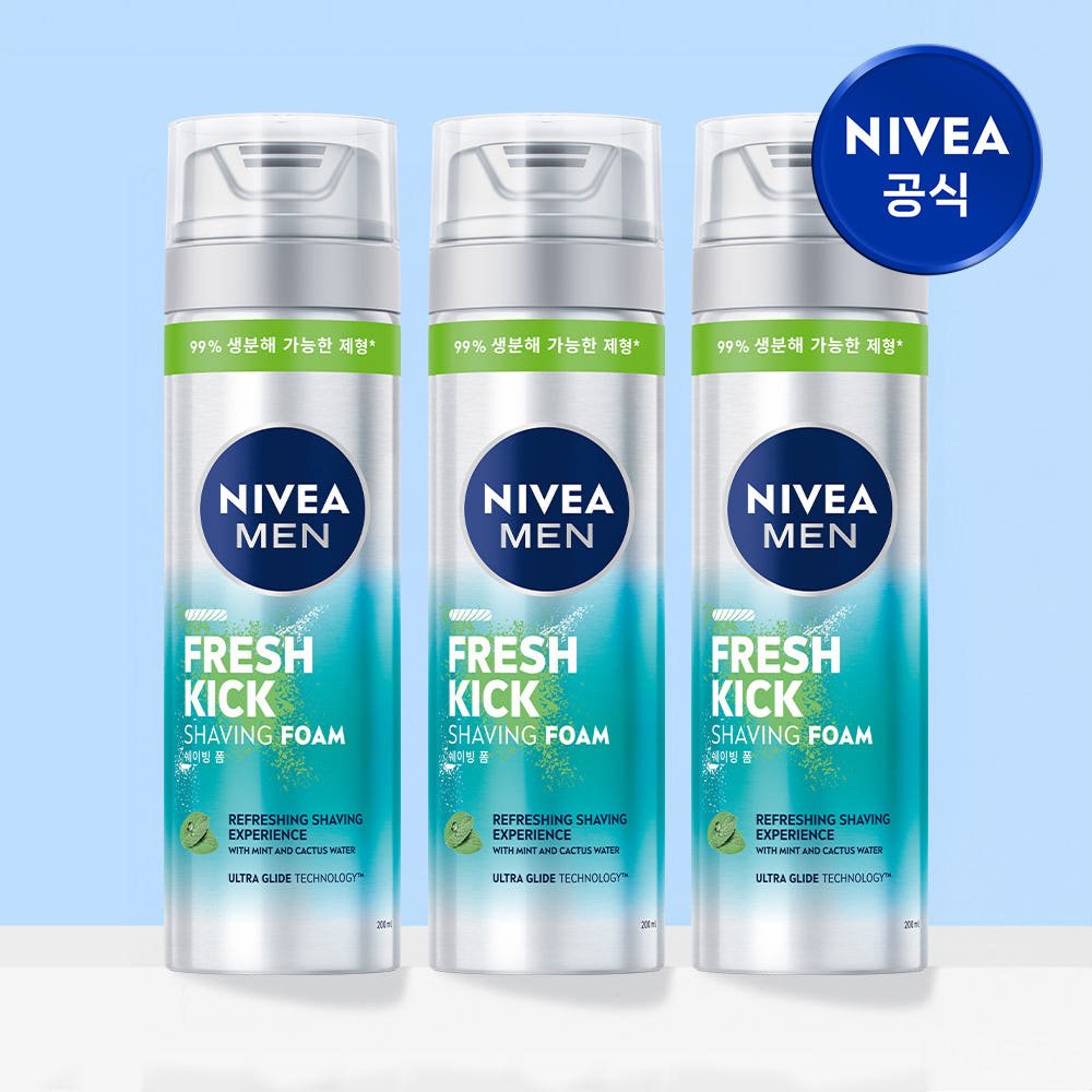니베아 맨 프레시 킥 쉐이빙 폼 면도크림 200ml · 3개