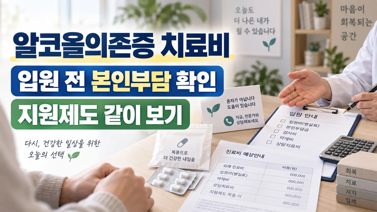알코올의존증 치료비, 입원치료 시 본인부담과 지원제도