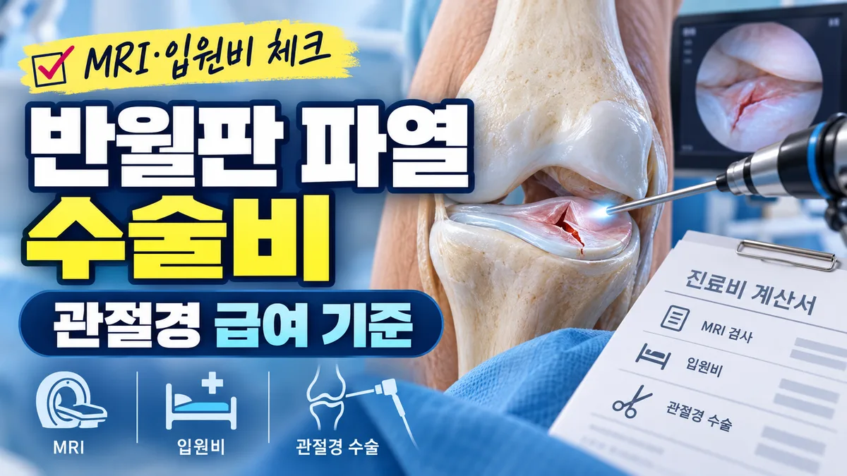 무릎 반월판 파열 수술비, 관절경 수술 급여 기준