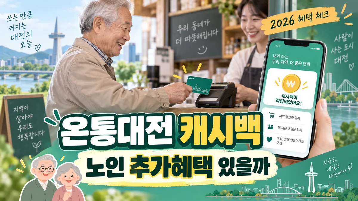 대전 온통대전카드 캐시백, 노인 추가혜택 있을까