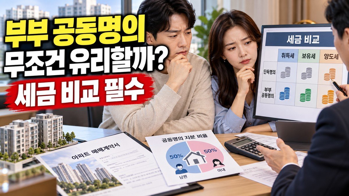 부부 공동명의가 무조건 유리할까? 취득세·보유세·양도세에서 달라지는 점