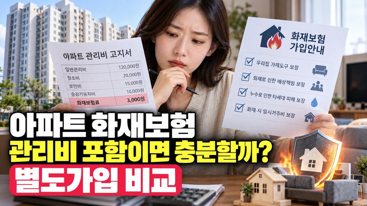 화재보험 가입비용, 아파트 관리비 포함분과 별도가입 비교