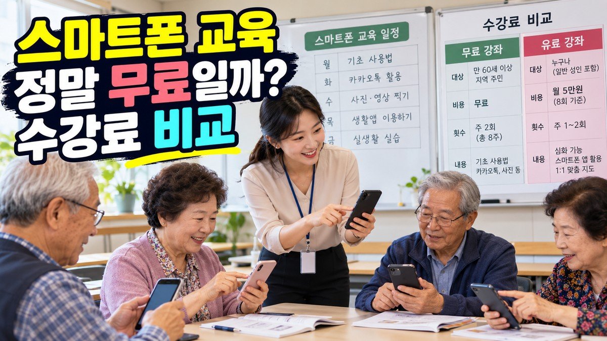노인 스마트폰 교육, 정말 무료일까? 무료 대상과 유료 강좌 비용 비교