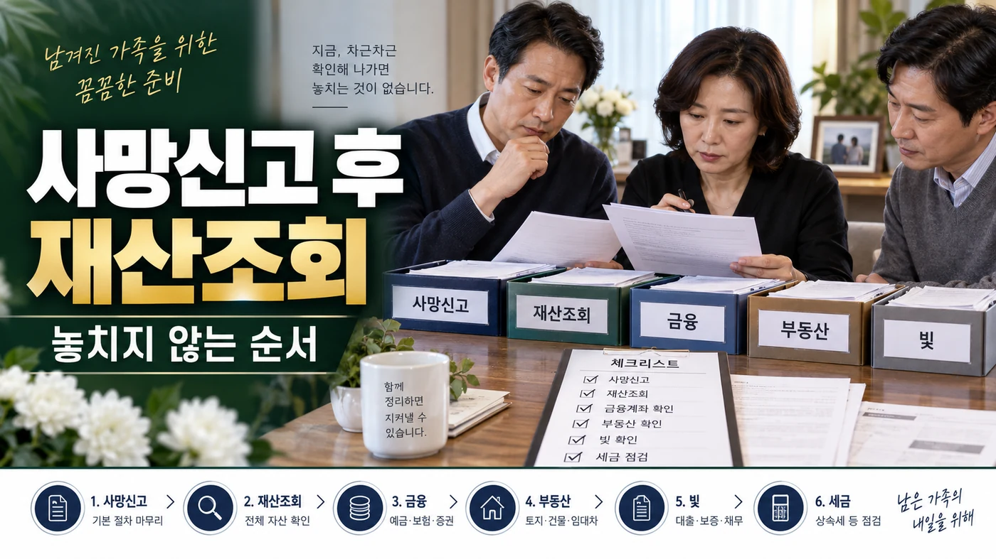 사망신고 후 재산조회는 어떤 순서로 해야 놓치지 않을까?
