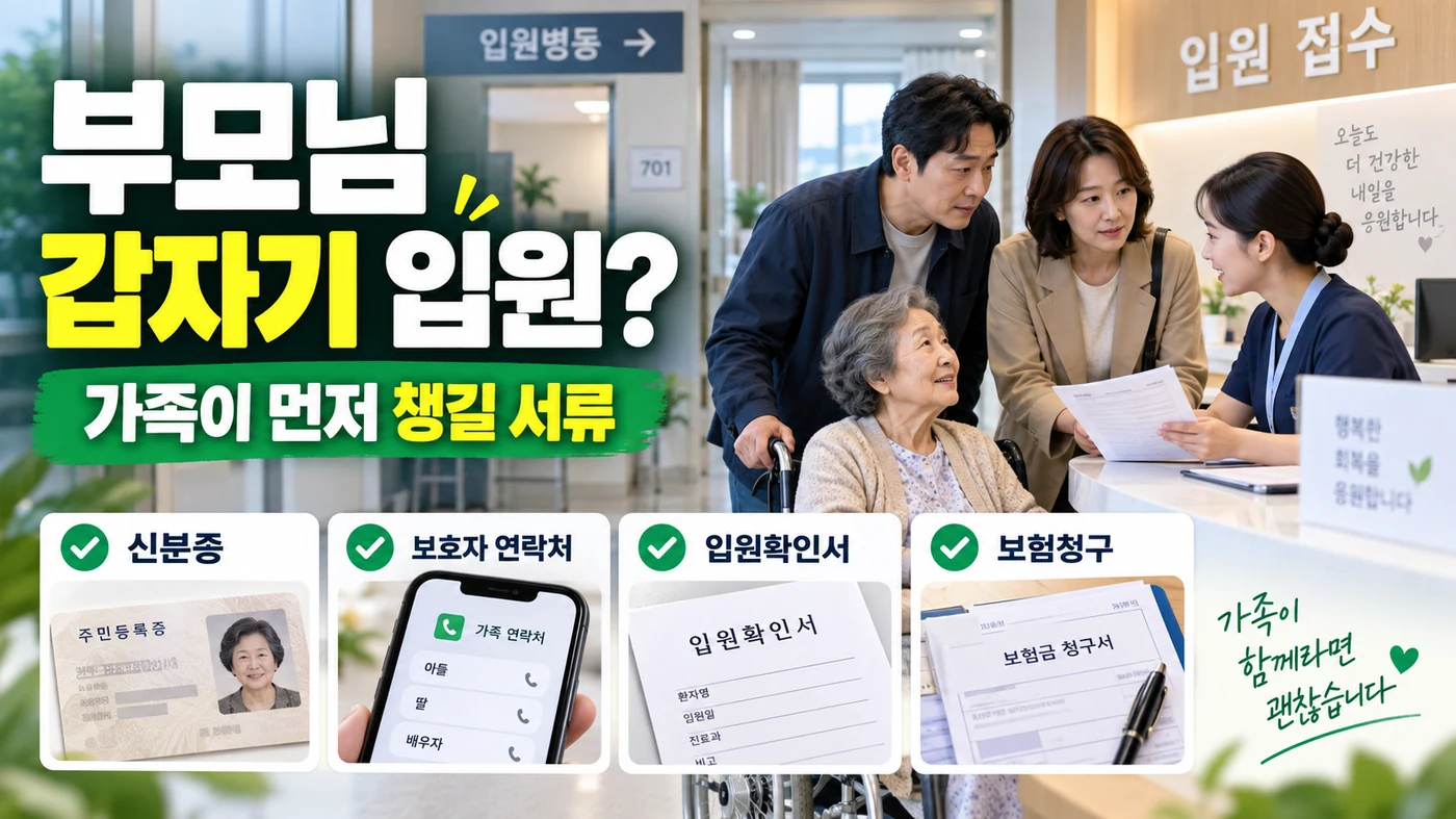 부모님이 갑자기 입원했을 때 가족이 가장 먼저 챙길 서류는 무엇일까?